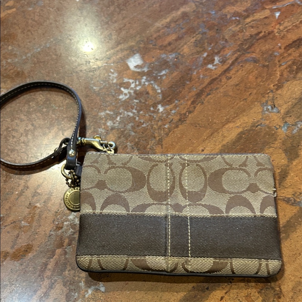 Coach Brown Signature Wristlet